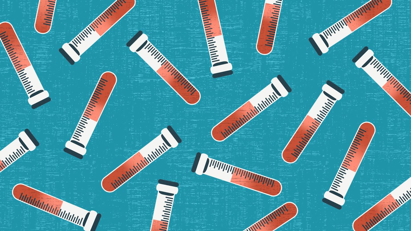 illustration of blood samples on blue