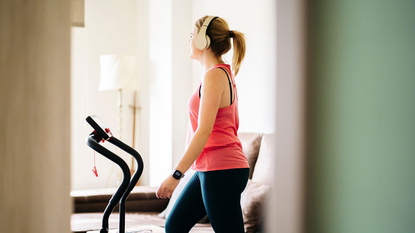 woman doing morning low impact cardio exercise
