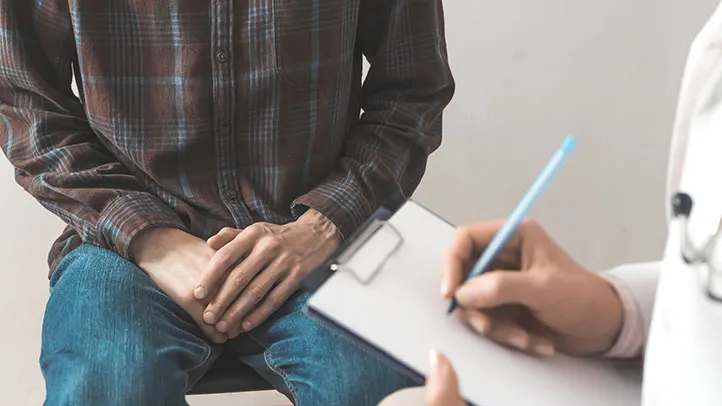 male man patient with doctor clipboard pen