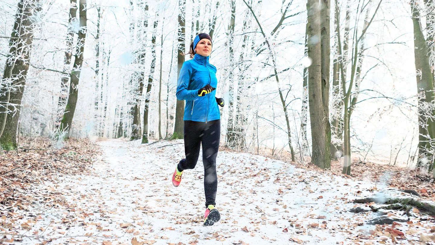 woman exercising in winter weather