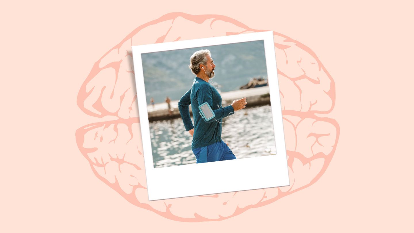 man running brain silhouette